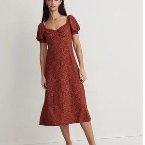 puff sleeve midi dress